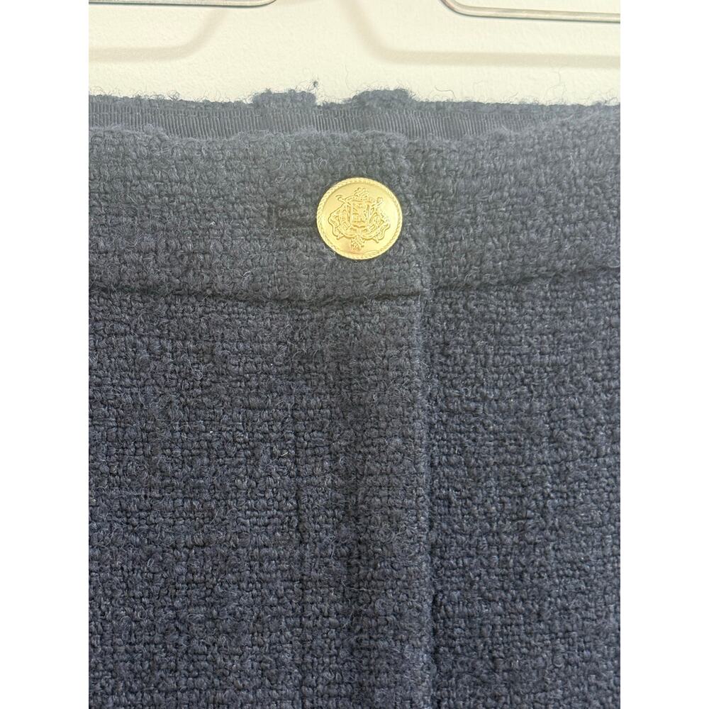 J CREW dark navy blue wool blend tweed Maritime midi pencil front slit skirt - Picture 4 of 9